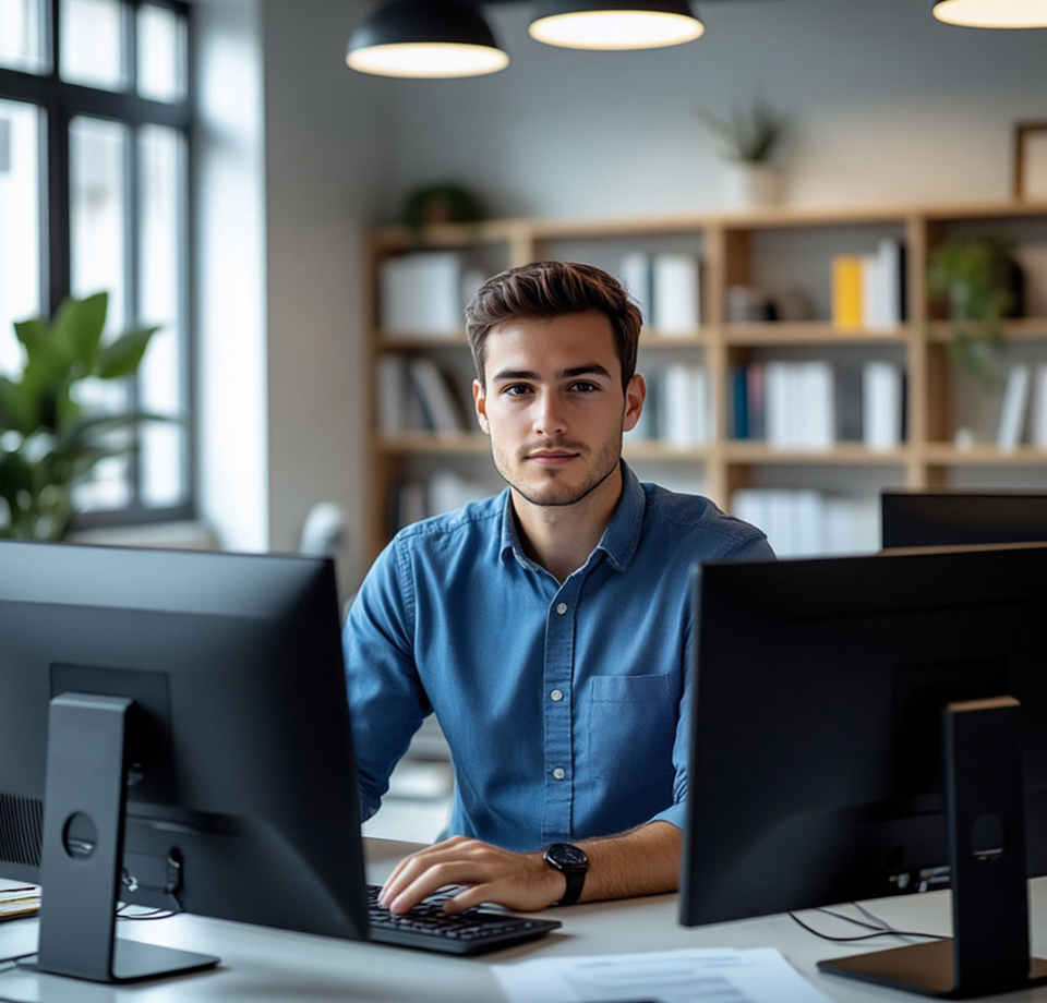 Specialist working at a computer